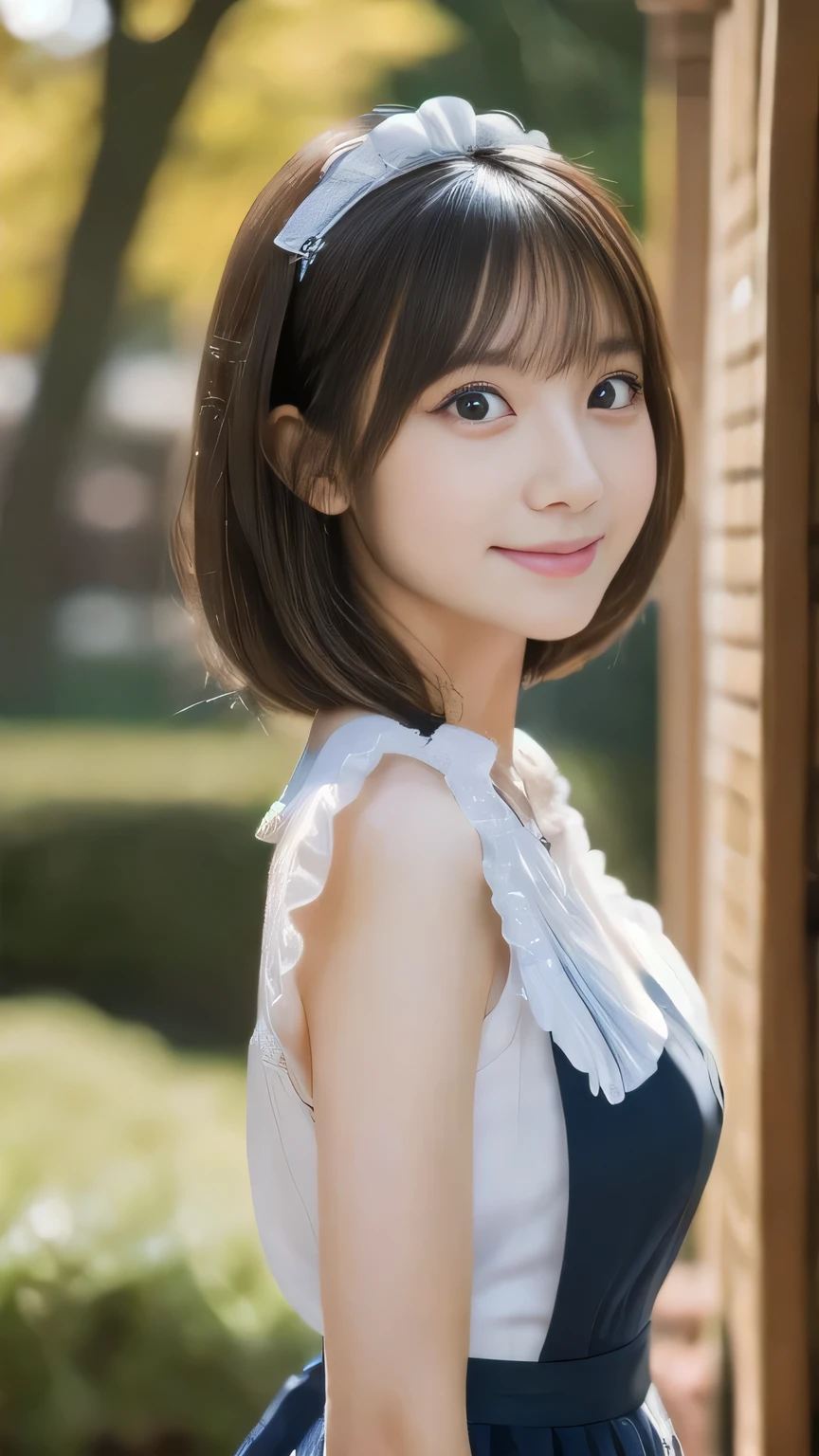 Masterpiece,(8k, RAW photo, best quality, masterpiece:1.2), (realistic, photo-realistic:1.4), (extremely detailed 8k wallpaper), sharp focus, depth of field, blur background, bokeh,Do not split,in the room,(Japanese Woman),20-year-old woman,short hair,(well-proportioned body shape:1.5),(Maid clothes: 1.5),The whole body was photographed,full body