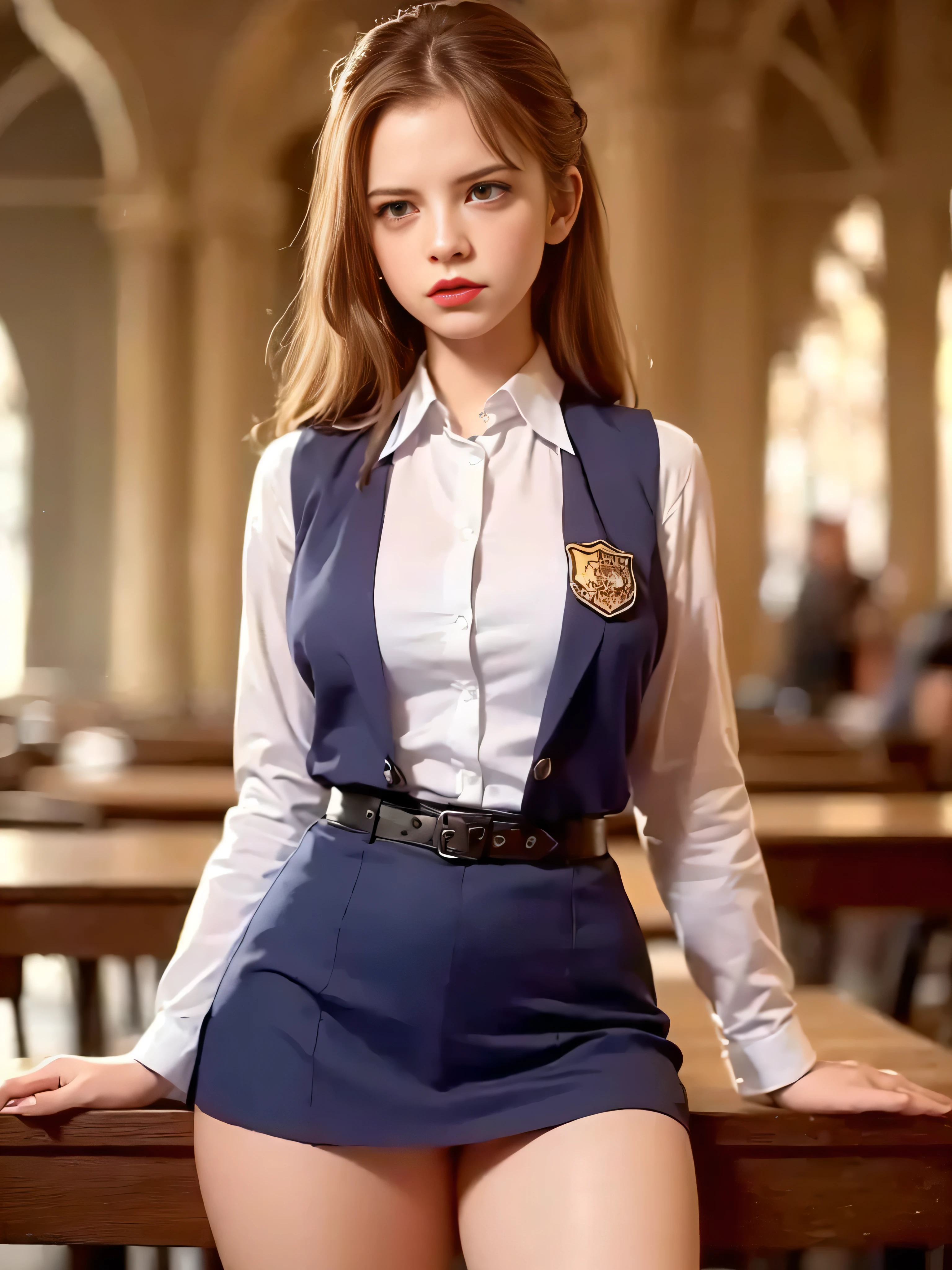 (Best quality, masterpiece: 1.1), (fidelity: 1.4), 1 girl, ((katheryn winnick/ lifting a sexy skirt), ((she has her magic energy ball in her hand)), (in an intimate short , detallado: 1.3), (bragas: 1.3), (very detallado face: 1.4), (Biblioteca de Hogwarts en el fondo: 1.2), (8K, HD, DSLR, Alta calidad, cinematic lighting, bokeh))), upper body, very long hair, study, very young girl, slave, ((Shirt)), ((very small breasts)), extremely beautiful woman, ((ultra detailed and toned legs)), ((very wide hips)), ((very thick and toned thighs)), (sexy), ((extreme hourglass figure)), ((very thick heart lips)), ((very small and thick lips)), ((red lipstick)), ((blue eyes)), ((angry look)), (blush), (makeup), MiniSkirt, school shoes, ((she is angry)), ((she used a sexy shool uniform))