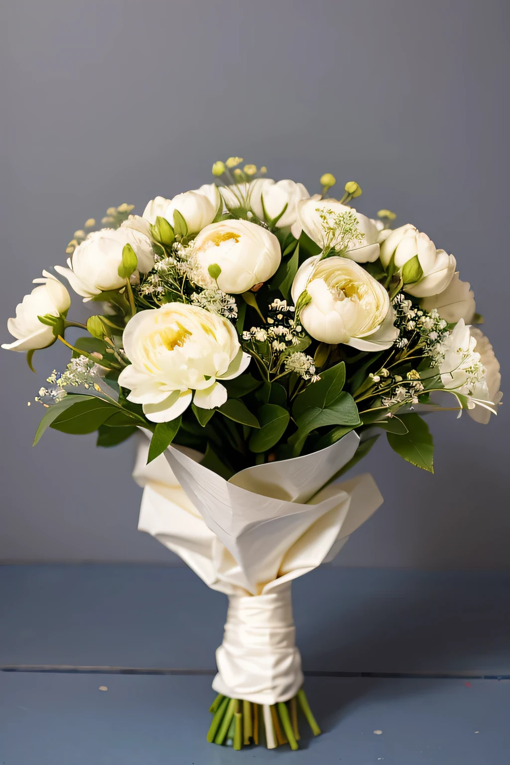 bud of White peony with Gypsophila