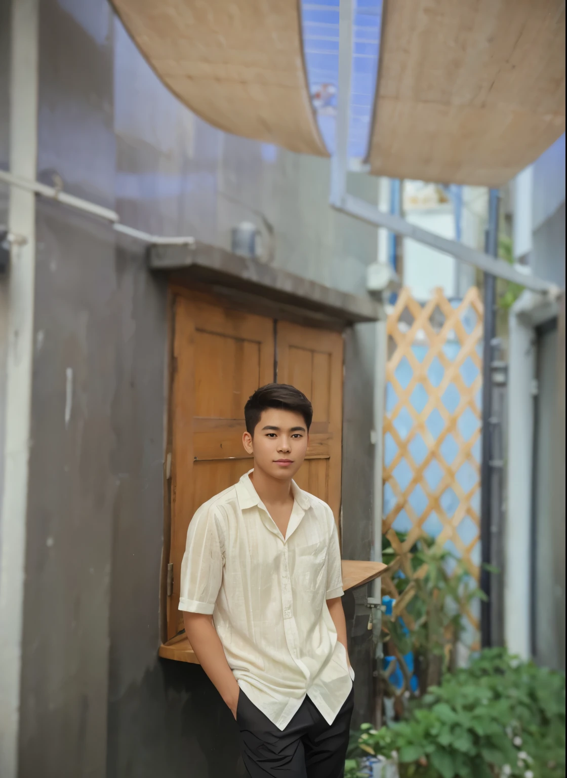White shirt and white background like a student ID photo 