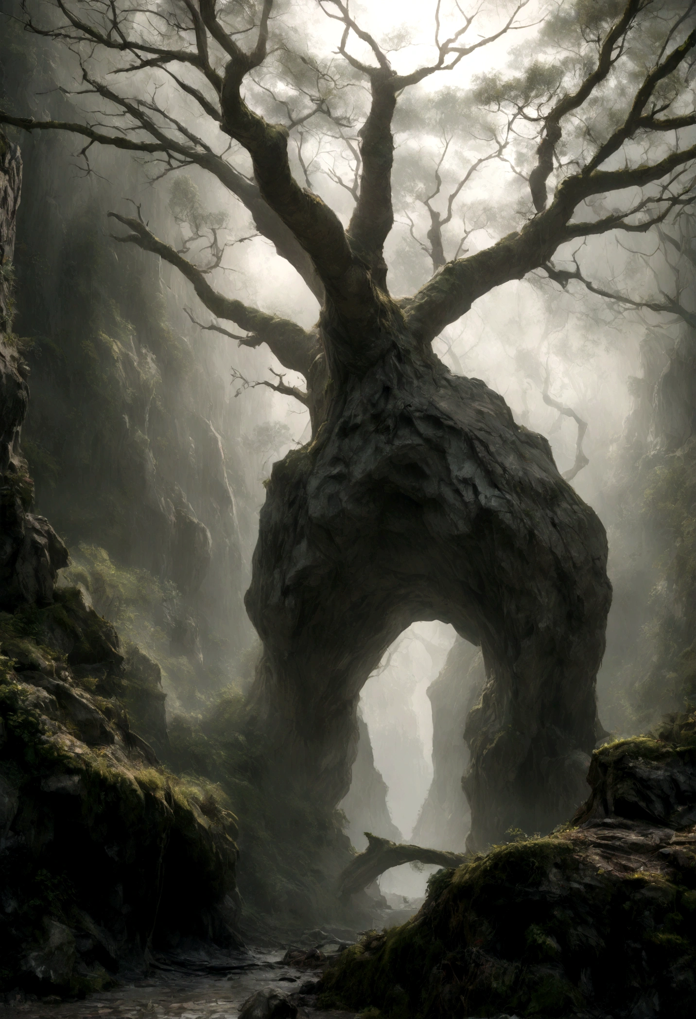 the same Arboromorph tree, dry bare branches, roots as legs, branches like arms, no leaves, transparent background, (best quality,4k,8k,highres,masterpiece:1.2),ultra-detailed,(realistic,photorealistic,photo-realistic:1.37),intricate details,highly detailed,hyper realistic,3d render,studio global lighting, contraste nas arestas,muted colors,somber tones