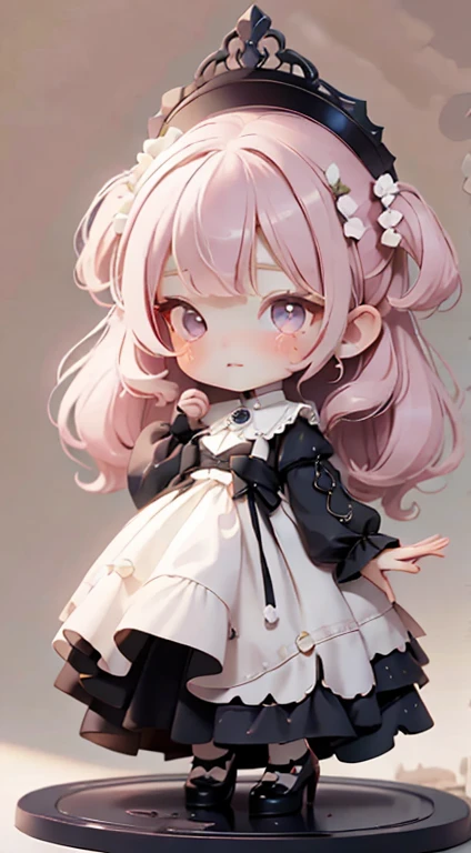 Chibi Girl、highest quality、Ultra delicate、Cute girl、Clean big eyes、Wink、Cute Dresses、Luxury Dresses、ta Dress、Frills、race、pink