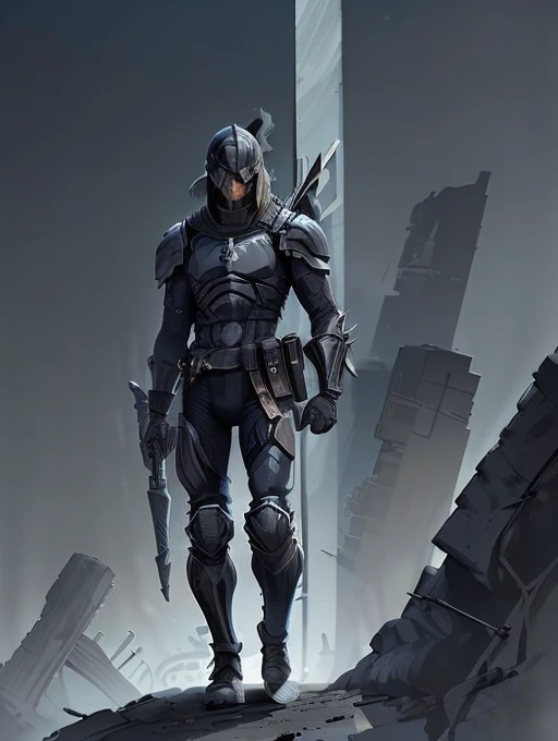 Black knight walking among a defeated exercise