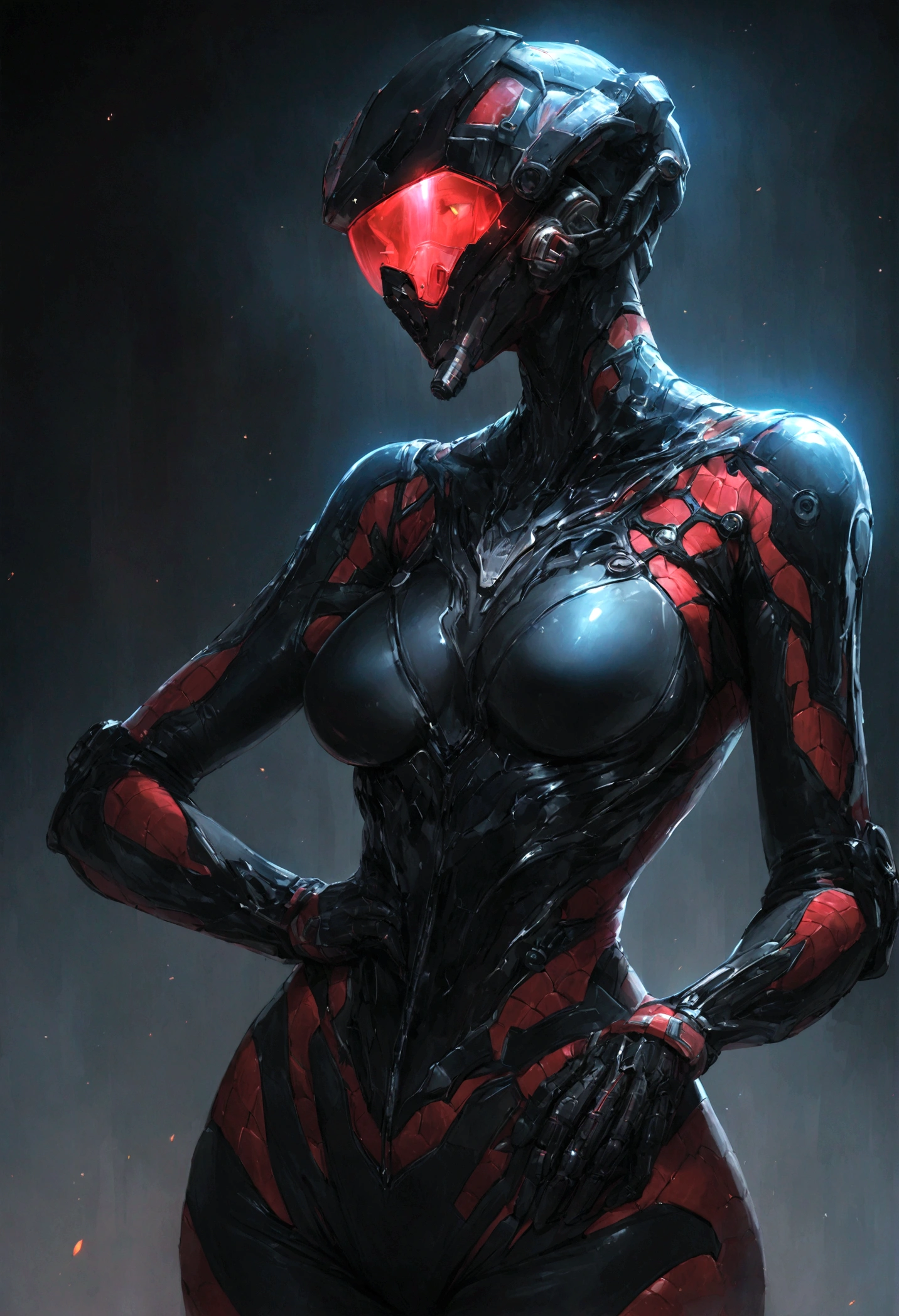 High Resolution 18K Ultra Realism Minimalist High Quality Beautiful Female Astronaut Suit Female Spider-Man Glued to Body Symbiote Style Futuristic Exoskeleton Futuristic Fire Suit Futuristic and Cybenetic Helmet with Ultra Realistic Neon Visor