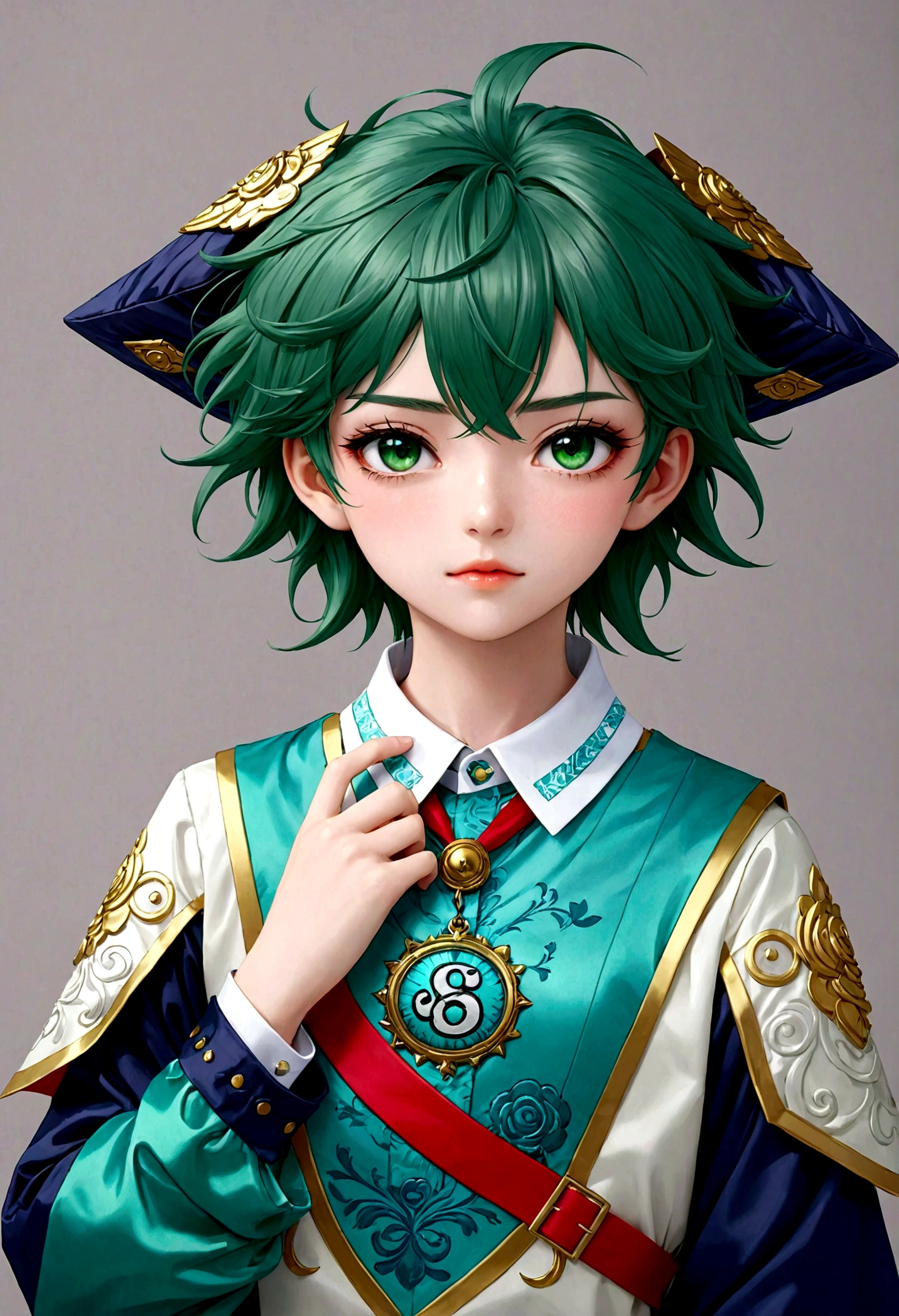 Anime Characters,Huohuo,Green Hair,Shirt collar
