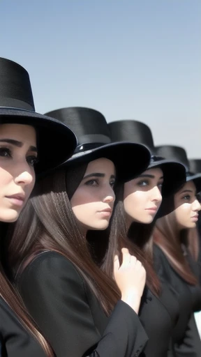 a group of Haredi woman, focusing on the face.