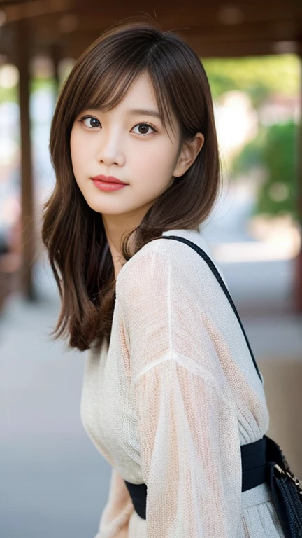 a beautiful japanese girl, intricate details, random hairstyle, (best quality,8k,ultra-detailed,hyper-realistic,photorealistic,masterpiece:1.3),extremely detailed face and eyes,long eyelashes,beautiful skin,flawless,natural lighting,cinematic composition,vibrant colors,stunning，A beautiful 27-year-old Japanese woman, with fair skin and a slender figure. She has large, almond-shaped brown eyes and long, straight black hair. Her facial features are delicate with a small, slightly upturned nose and full lips. She is dressed in a stylish yet modest outfit, perhaps a pastel-colored dress or a casual chic ensemble. She exudes a warm, gentle, and approachable demeanor, embodying traditional Japanese beauty and modern elegance.