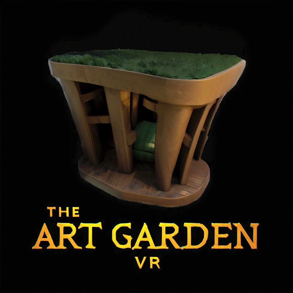 the art garden vr logo, 3 d ar vr art, logo art, album art, vr, r/art, r / art, r /art, art for the game, art render, Artstation, official artwork, as seen on artstation, artstation hq, in the garden, by Art Green, for hire 3d artist, vr game. Green 2d logo