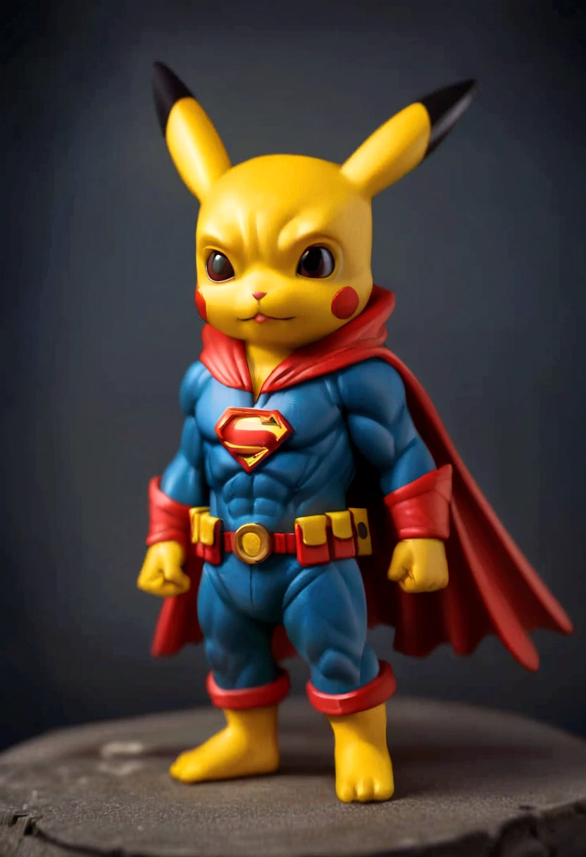 Obra de arte,melhor qualidade, illustration, Pikachu vestindo terno de super-homem,lindo brilho detalhado,(chamas da guerra:1.2),Detailed lighting,(lindos olhos detalhados:1.1),inexpressivo,