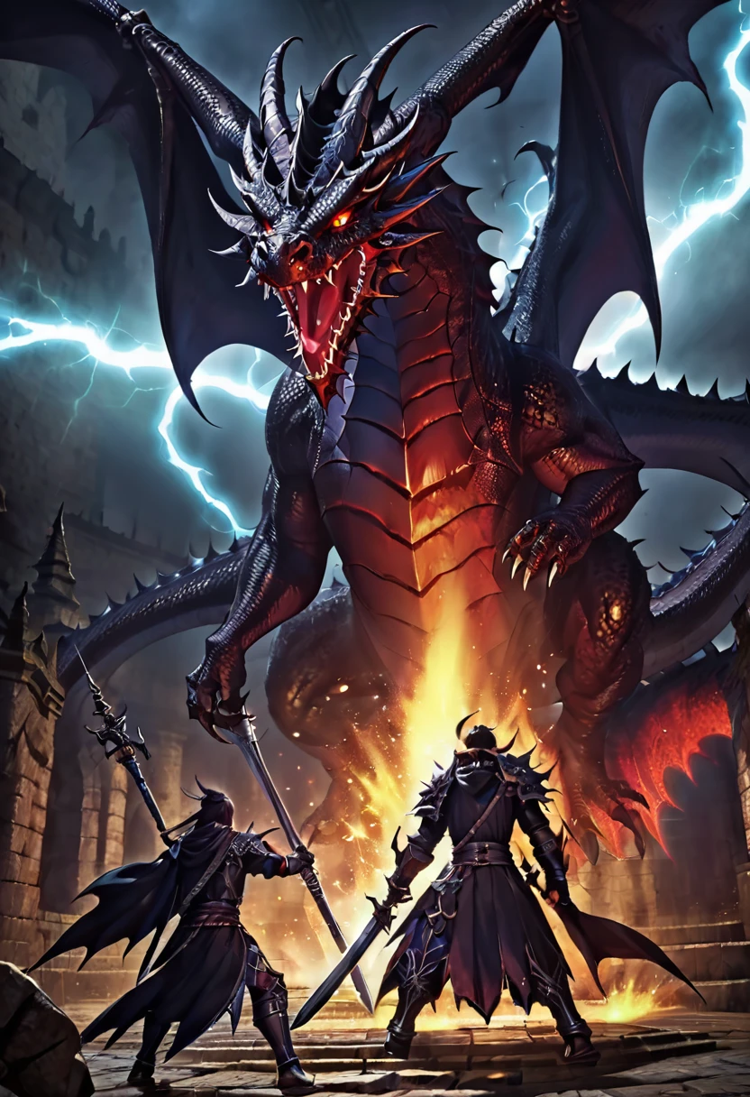 Dark dungeon battle with dark dargon