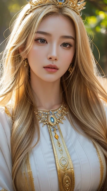 Super detailed,Realistic,goddess,Beautiful details in the eyes,Beautiful lip detail,flowing golden hair,Sparkling Decoration,Mysterious Aura,Otherworldly beauty,Graceful posture,Sacred Light,A powerful presence,Surroundings of Paradise,Bright colors,Fairytale atmosphere,Shining Sparkle,Calm expression,Transcendent Energy,Supreme Being,Mythical figures,Queen of Heaven,Strengthen your spirit,God Unleashed,壮大なgoddess,The Sacred Feminine,Unparalleled elegance, A commanding presence,Captivating Gaze,Magical atmosphere,Peaceful tranquility,Awe-inspiring brilliance,God's Grace,Majestic Power,Eternal Silence,Magical Charms,天のgoddess,Captivating beauty,Sublime perfection,Dreamy atmosphere,Captivating beauty,Heavenly Divinity