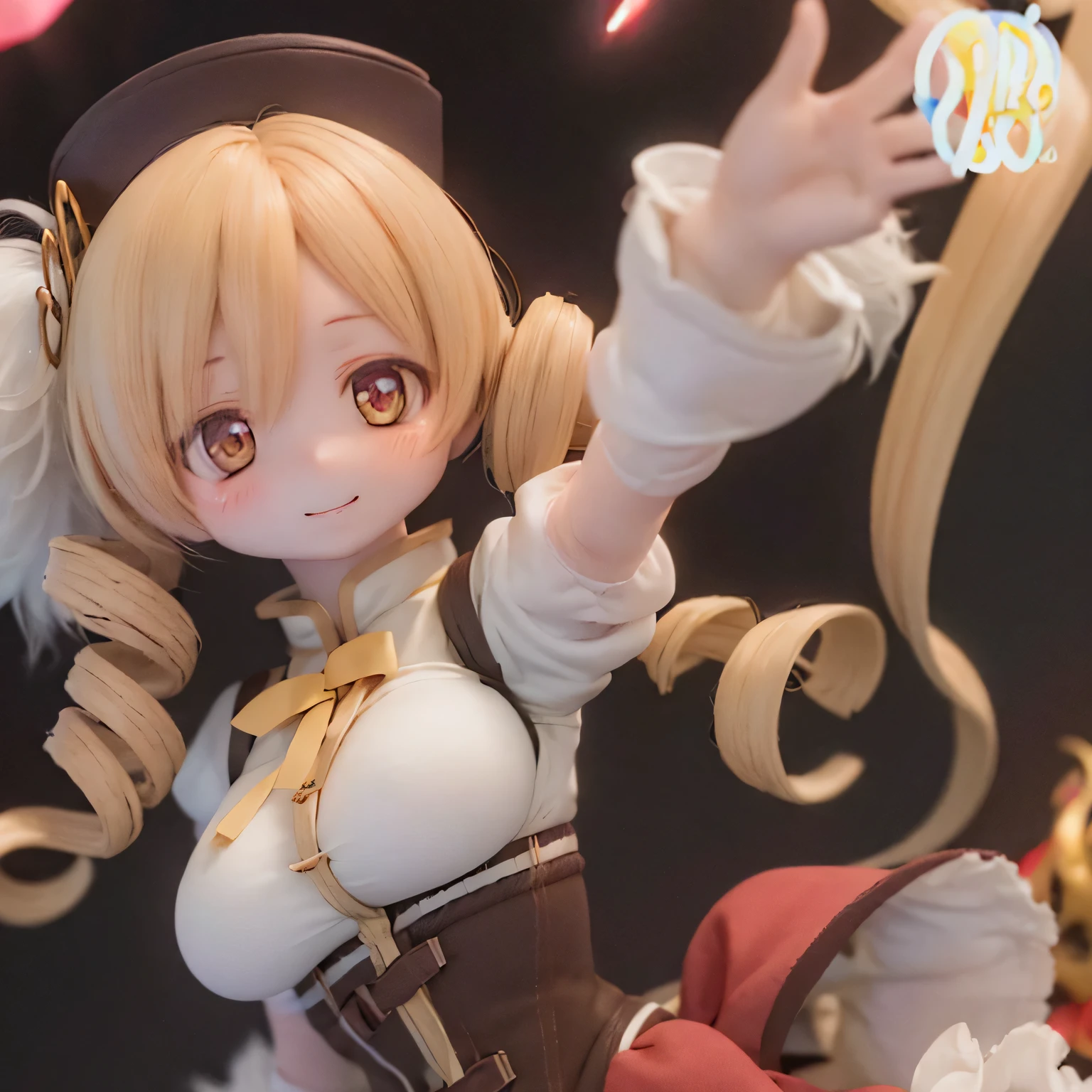 (highest quality,ultra-detailed,masterpiece:1.2),Expressive eyes,Perfect Face,Beautiful Madoka Kaname,Pink Long Hair,Golden Eyes,Pink Lips,detailed,Anime Style,Vibrant colors,cute,Curvaceous and full,Blushing,　Blonde with huge breasts　dance