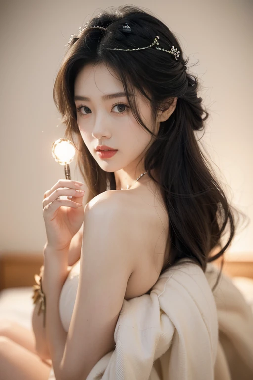 Miho, 1 girl, detailed face, a woman with long black hair and nude and body wrap(((Nsfw))), budget motel scene, (night light), led lighting, magnificent light, close up, portrait, upperbody, RAW, (intricate details:1.3), (best quality:1.3), (masterpiece:1.3), (hyper realistic:1.3), best quality, 1 girl, ultra-detailed, ultra high resolution, very detailed mphysically based rendering, dynamic angle, dynamic pose, wind, 8K UHD, Vivid picture, High definition, intricate details, detailed texture, finely detailed, high detail, extremely detailed cg, High quality shadow, a realistic representation of the face, beautiful detailed, (high detailed skin, skin details), slim waist, beautiful and realistic and detailed hands and fingers:1, best ratio four finger and one thumb, (detailed face, detailed eyes, beautiful face), ((korean beauty, kpop idol, ulzzang, korean celebrity, korean cute, korean actress, korean, a beautiful 18 years old beautiful korean girl)), (high detailed skin, skin details), Detailed beautiful delicate face, Detailed beautiful delicate eyes, a face of perfect proportion, (beautiful and realistic and detailed hands and fingers:1.3), (Big breasts:1.3), (full body shot:1.3), (long legs:1.3), (sparkling eyes:1.3), (sparkling lips:1.3), taken by Canon EOS, SIGMA Art Lens 35mm F1.4, ISO 200 Shutter Speed 2000, Vivid ((korean beauty, kpop idol, ulzzang, korean celebrity, korean cute, korean actress, korean, insta goddess:1.3, a beautiful 18 years old beautiful korean girl)), (blue eye), (black long hair),chanel_jewelry, chanel_bag, vancleef_necklace,Nice legs and hot body, see-through,hourglass bodyshape.