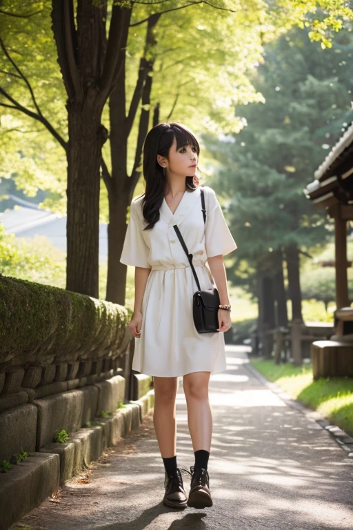 Japanese girl walking in Nara Park