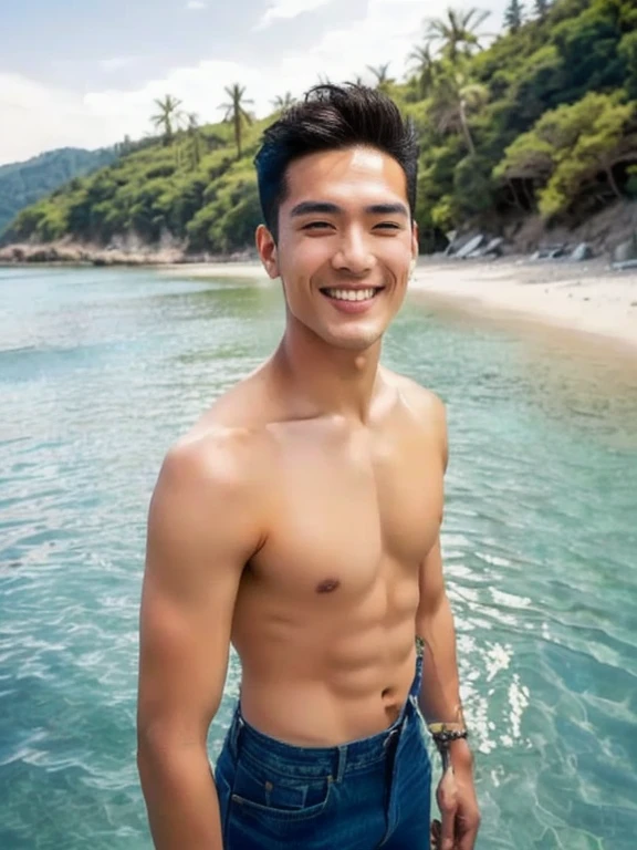 Aaraf man wearing a white shirt and jeans stands on a mountain., handsome man, Handsome Chad Chin, Handsome and charming, South Korean man, Roberto Ferry and Ruean Jia, attractive man, sexy man, handsome man, A thin man with light tan skin., Rafael Pernaz, Charming and good looking, Rick Dai, charming man, Asian man, beautiful young man