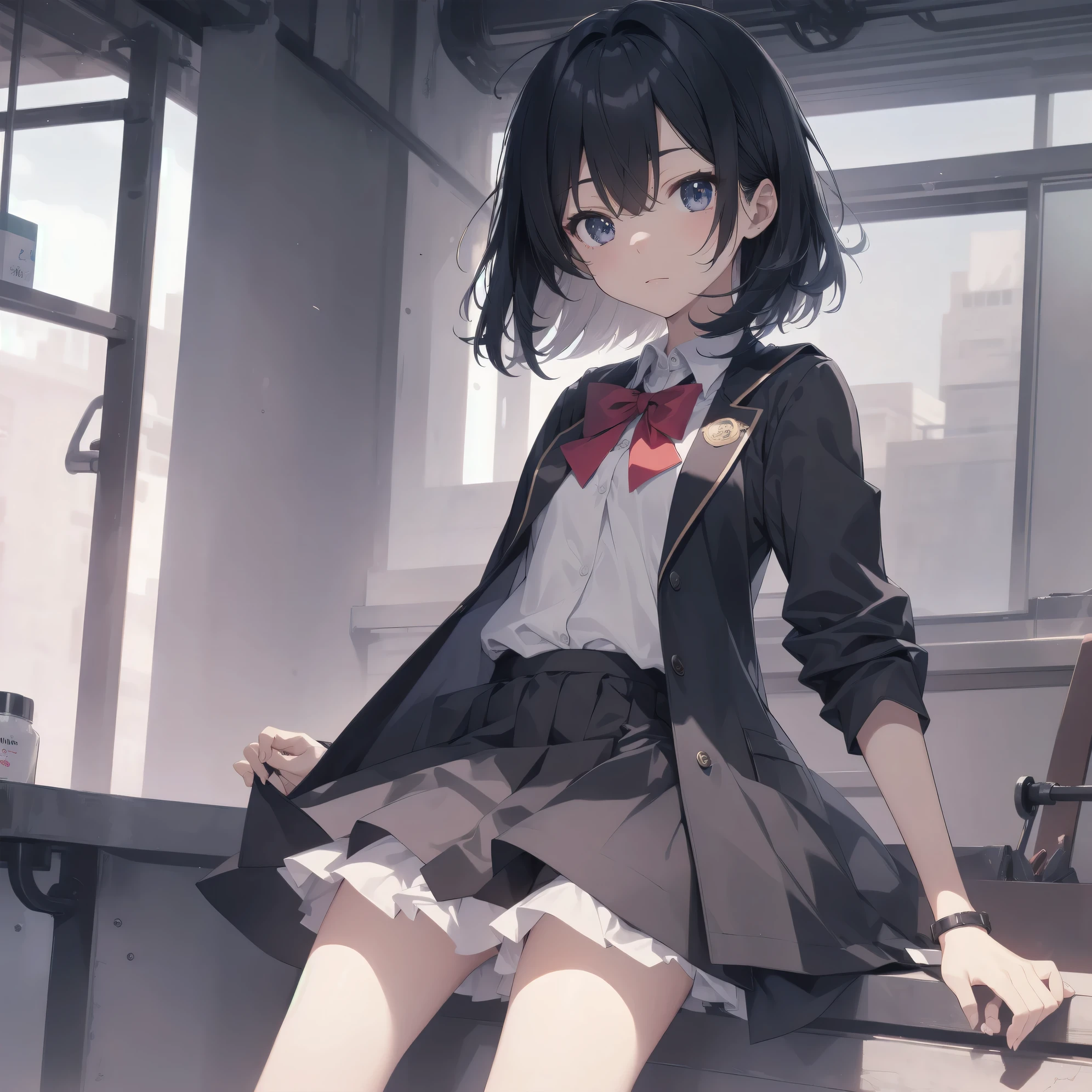ultra-absurdres-Top quality by artist God, ultra-detailed, high resolution, anime moe artstyle, best anime 8k konachan wallpaper, pixiv contest winner, pool:2810, perfect anatomy,break, 1girl, (Please draw a girl walking sleepily to school alone. )break,(Solo,little female, 13-year-old:1.3),Full limbs, complete fingers,a junior high school student, (very short hair), short cut, flat chest, , small butt, small black eyes, beautiful detailed eyes, well-proportioned iris and pupils, expressive eyes, highres detailed hair, soft expression, salor school_uniform, sailor collar, serahuku, bow, pleated skirt,(Detailed Lighting), (Detailed background), in the School commute route. break,super detailed skin, Best cinematic lighting powered by famous artist, 8k,beauty illustration,photoshop_(medium),very aesthetic,break,((artist:belko )), artist:clamp ,artist:carnelian ,artist:kantoku ,