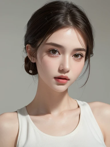 ((best quality, 8K, masterpiece :1.3)), 1 girl, Beautiful woman emphasizing slim abdominal muscles :1.3, (Random hairstyle :1.2), oversized vest :1.2, Super detailed face, delicate eyes, double eyelids, armpit