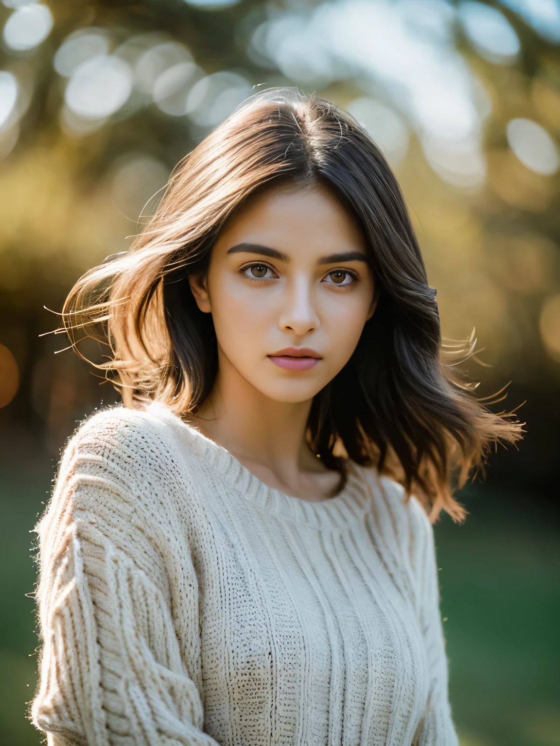 Obra maestra, La mejor calidad, ultrahigh resolution, Foto de alto detalle, Unidad 8K Fondo de pantalla, CG extremadamente detallado:1.2),(Foto RAW,:1.realistic photography:1.4), 1girll , joven, physically based representation, Lindo, (Cara finamente detallada:1.4, Ropa detallada), (Detallado:1.4) Cara hermosa, Profundidad de campo, Agregar capa, hiperrealista, 27 years old, Modelo de cuerpo perfecto, senos perfectos, 175cm de altura, pose sexy, cuerpo completo, Tipo de cuerpo del modelo, Cabello largo, Eimi Fukada, doble parpados, sweater, white background, ultra-realistic textures, raw photo, depth of field, cinematic lighting, blurry, glowing light, bokeh