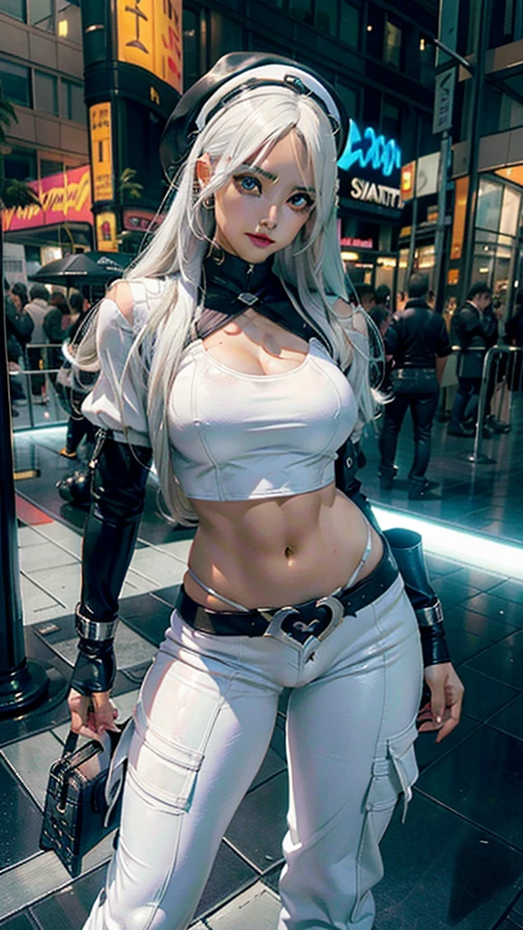 Storm xmen de chica realista completo detallado sexy tetas grandes , cameltoe gran culo ,pantalones calientes ,cara de sombrero , cana ,white hair albina woman ,stom xmen