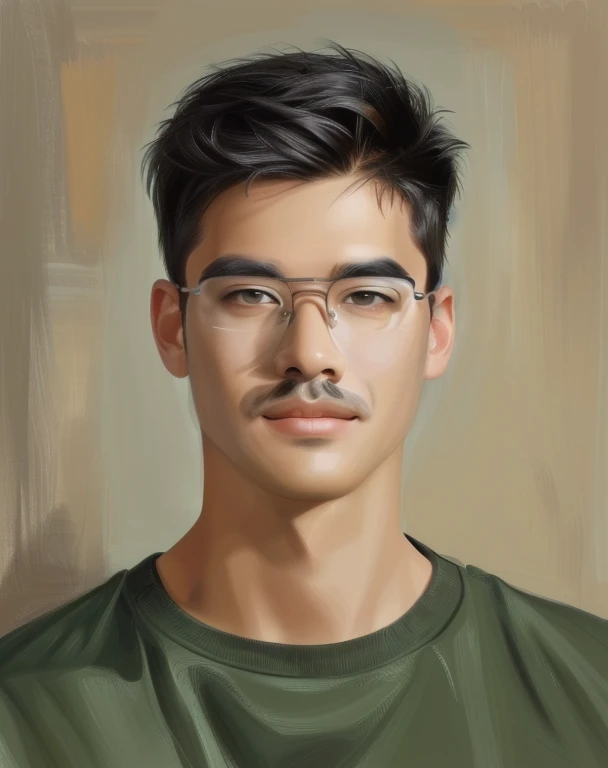 There was a man wearing glasses and a mustache sitting at the table., high quality vertical, Portrait NFT, cartoon digital painting, Portrait of digital illustration, digital portrait, Realistic digital drawing, digital art images, 2D portrait, Digital Cartoon Art, High-quality digital paintings, photorealistic, Stylish vertical style, Realistic art style, Realistic art style