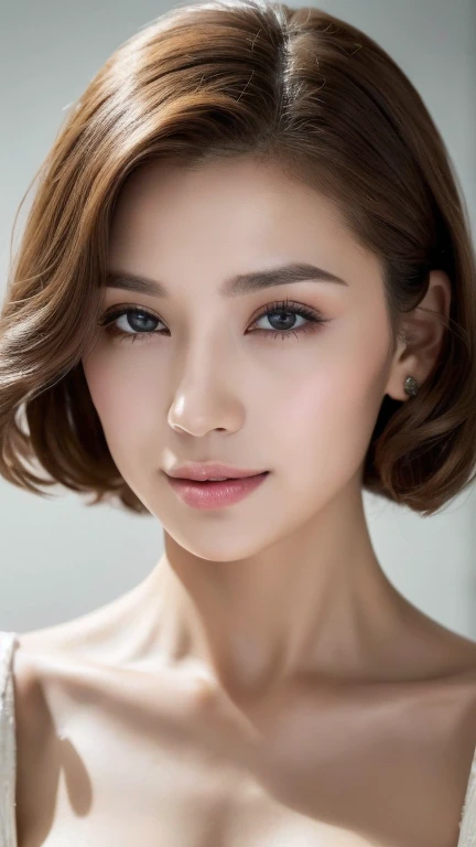 ((highest quality, 8k, masterpiece:1.3)), concentrated:1.2, Beautiful woman with perfect figure:1.4, Stick your butt out:1.2, ((Cut your hair in layers:1.2)), (Medium sized breasts),(Bandeau dress:1.5), Highly detailed face and skin texture, Detailed eyes, double eyelid,Whitening the skin,Long white hair,(Keep your mouth shut:1.3),smile