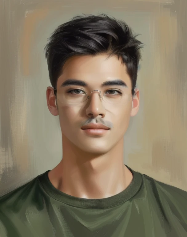 There was a man wearing glasses and a mustache sitting at the table., high quality vertical, Portrait NFT, cartoon digital painting, Portrait of digital illustration, digital portrait, Realistic digital drawing, digital art images, 2D portrait, Digital Cartoon Art, High-quality digital paintings, photorealistic, Stylish vertical style, Realistic art style, Realistic art style