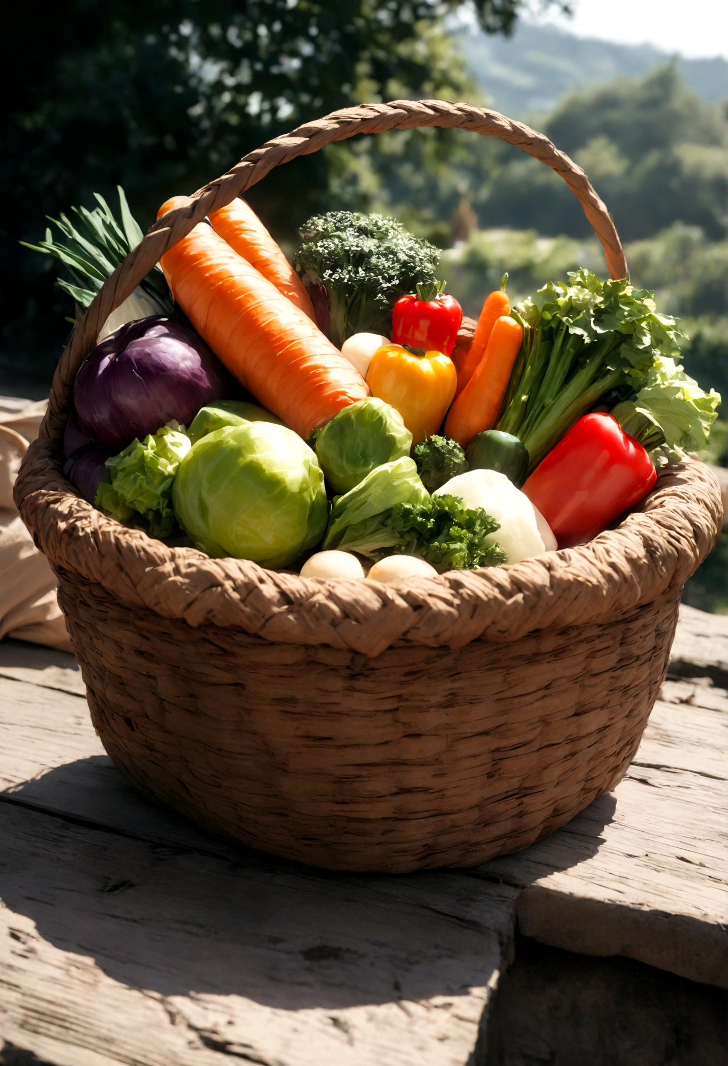 Assorted vegetables in a basket, masterpiece,top-quality,professional photograpy,detail portrayal,8K,the background is white