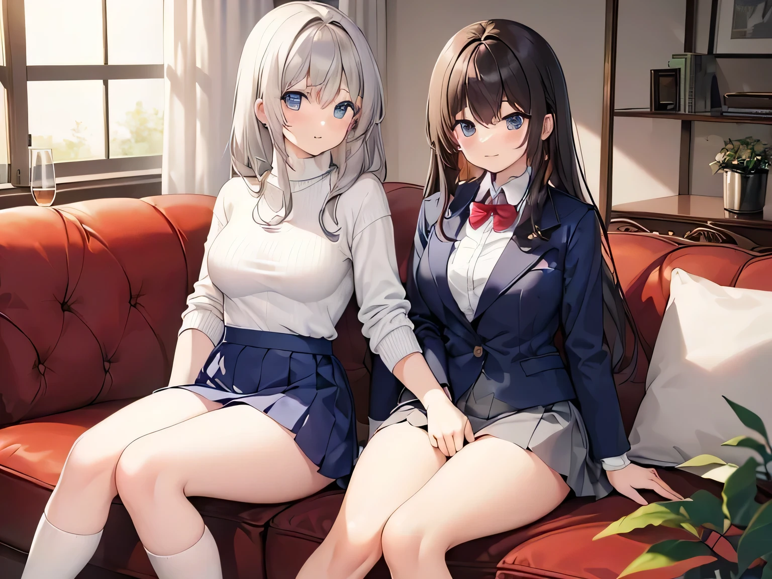 Please change the knit sleeves to white shirt sleeves、
