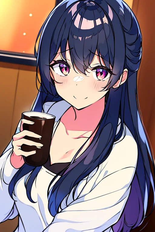 Yandere、JK、E Cup、Height: 154cm、Black Hair、Dark personality、Fair skin、clear、middle shot