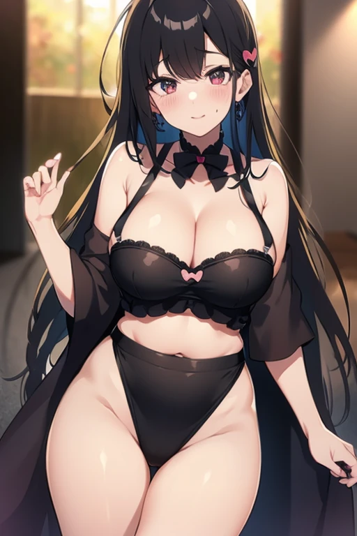Yandere、JK、E Cup、Heart-shaped eyes、Height: 154cm、Black Hair、Dark personality、Fair skin、clear、middle shot