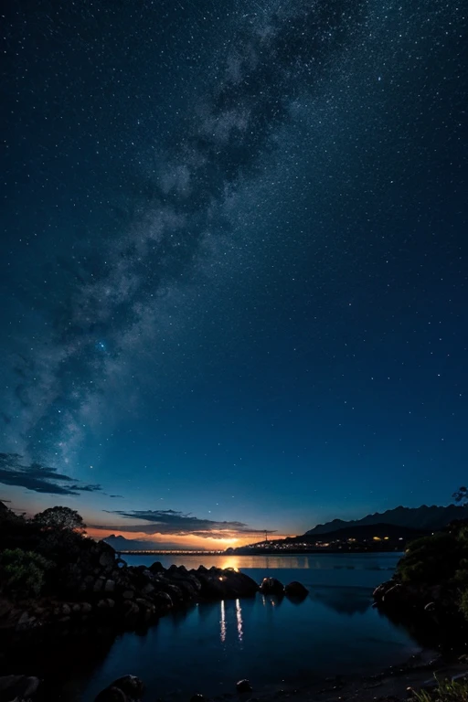 paisaje de noche color azul