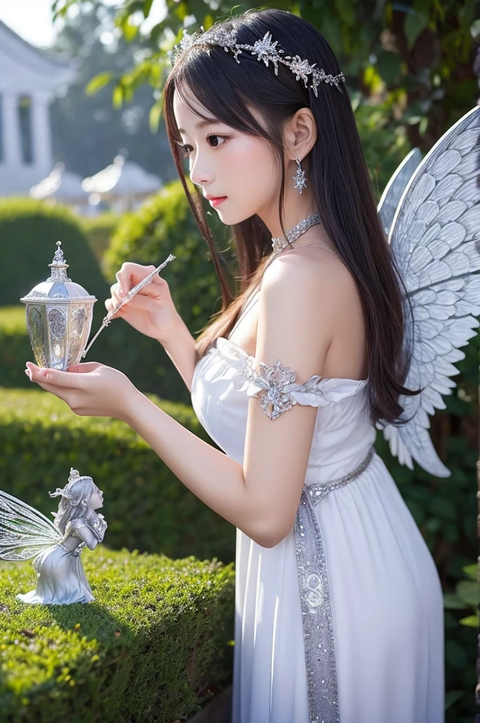 (RAW Photos:1.2), (Realistic), Beautiful detailed girl, Very detailedな目と顔, Narrow and beautiful eyes, Large file size, High resolution, Very detailed, highest quality, [Tabletop:1.6], shape, Very detailed, Finer details, highest quality, 8k wallpaper, Cinema Lighting, 15 year old Japanese girl, Cinderella Cosplay, In a Japanese city, tiara, Pumpkin carriage,  White Horse, Glass Slipper, A happy look, In the nude,  Small nipples are visible, White panties are visible, long hair, Slender body,  Small breasts, Exposed nipples,  Cinderella in the city, Magic Effects