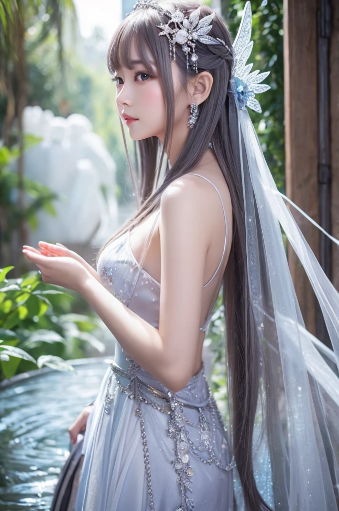 Mysterious woman、Extremely beautiful、A world of silver、Fairy、Angel、The goddess、Hanfu、sexy