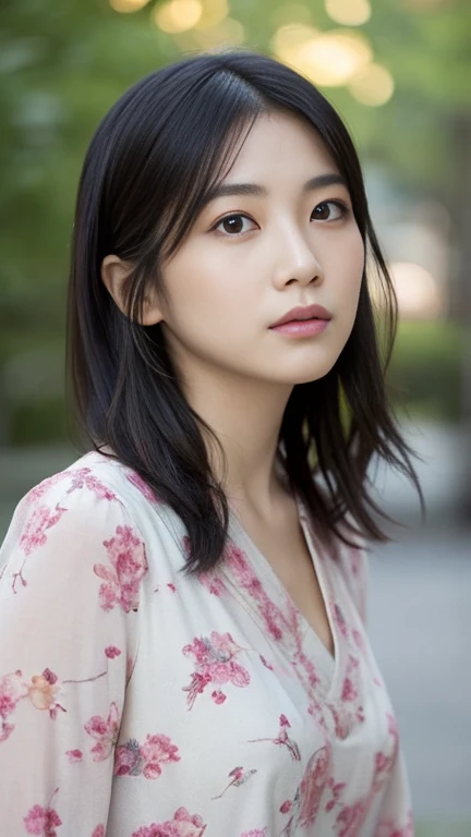 a beautiful japanese girl, intricate details, random hairstyle, (best quality,8k,ultra-detailed,hyper-realistic,photorealistic,masterpiece:1.3),extremely detailed face and eyes,long eyelashes,beautiful skin,flawless,natural lighting,cinematic composition,vibrant colors,stunning,A beautiful 27-year-old Japanese woman, with fair skin and a slender figure. She has large, almond-shaped brown eyes and long, straight black hair. Her facial features are delicate with a small, slightly upturned nose and full lips. She is dressed in a stylish yet modest outfit, perhaps a pastel-colored dress or a casual chic ensemble. She exudes a warm, gentle, and approachable demeanor, embodying traditional Japanese beauty and modern elegance.