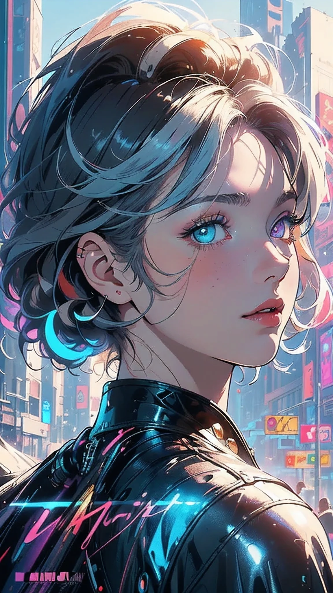 (((masterpiece, highest quality))),(((solo:1.2))),(((1girl:1.2))),(((cinematic movie poster))), (bauhaus),mid century modern,Perfect Lady,speech bubble,(((portfolio,Close-up))),(((various angle))),(((bust up))),(((highlight))),((((heterochromia))))(((perfect composition))),((gradient eyes)),sparkling.(((light leak))),cyberpunk,(neon)
