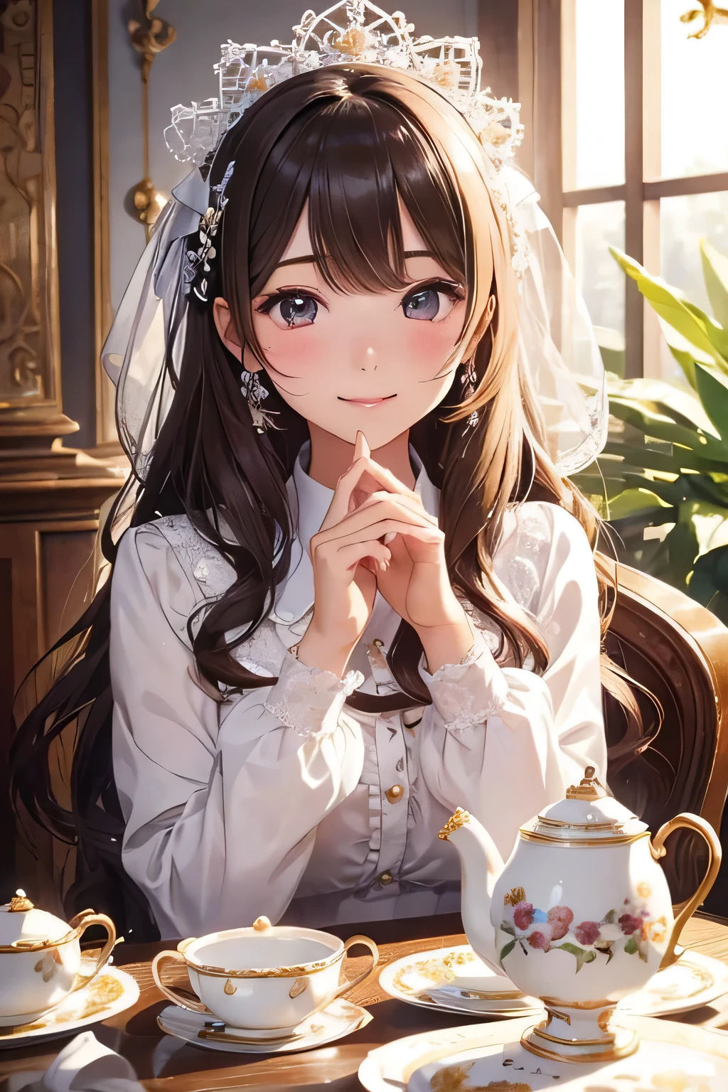 highest quality、High resolution、Detailed Background、(Detailed eyes:1.2)、Teenage beauty、(Highly detailed face:1.4)、
As the petals flutter、Let your smile bloom、Enjoy a tea party like a princess、
An elegant dance with swaying ribbons、I'm captivated by her cute behavior、
Eating snacks while chatting、A heartwarming moment、Precious memories、
It's like a dream、Sparkling Eyes、Endless fun times、
Hair that clings to fluffy clothes、I'm fascinated by the adorable appearance、
Every single one of her movements is so cute、A feeling of longing wells up inside me、
I want to be surrounded by your gentle smile、Irreplaceable moments of happiness、
Her innocent expression is somehow angelic、I'm sure everyone will be enthralled by it.