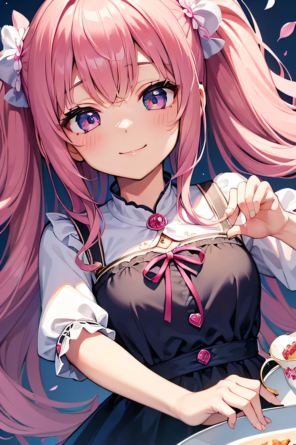 highest quality、High resolution、Detailed Background、(Detailed eyes:1.2)、Teenage beauty、(Highly detailed face:1.4)、
As the petals flutter、Let your smile bloom、Enjoy a tea party like a princess、
An elegant dance with swaying ribbons、I'm captivated by her cute behavior、
Eating snacks while chatting、A heartwarming moment、Precious memories、
It's like a dream、Sparkling Eyes、Endless fun times、
Hair that clings to fluffy clothes、I'm fascinated by the adorable appearance、
Every single one of her movements is so cute、A feeling of longing wells up inside me、
I want to be surrounded by your gentle smile、Irreplaceable moments of happiness、
Her innocent expression is somehow angelic、I'm sure everyone will be enthralled by it.