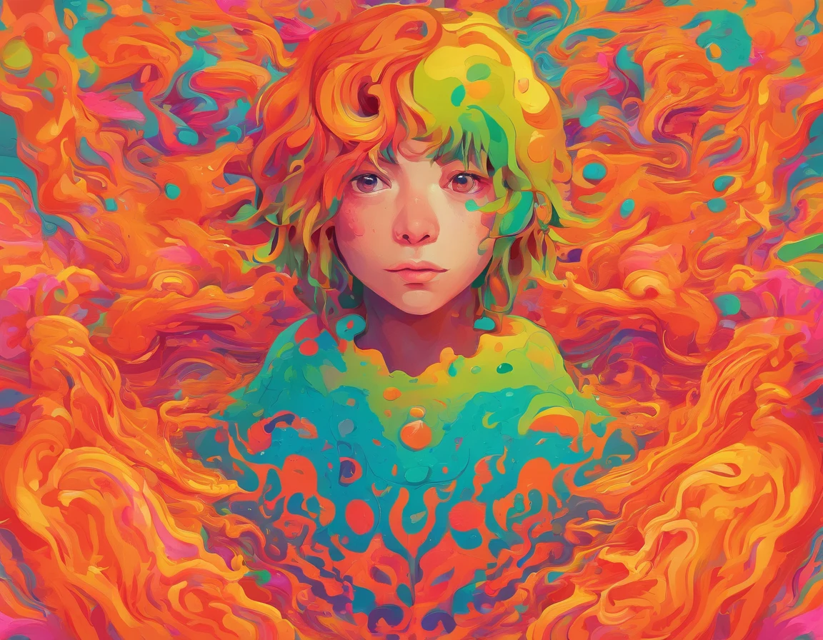 Slimy boy, (slime) Slime hair, Tellum hairstyle, Persian orange, Emo clothes, masterpiece, Best quality