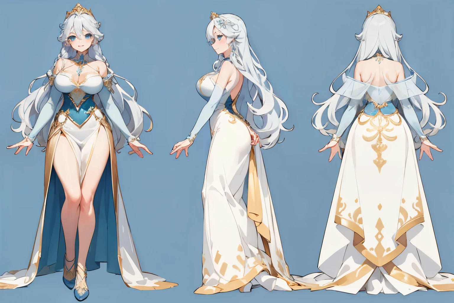 NSFW,masterpiece,top-quality,((character sheets,Same character,gauges,Lateral face,soles)),environment change scene,Pose too,Hairstyle Fax,Pose Jitai,Chartaran Betarola,(simple background、white backgrounid:1.3),illustratio,1 girl,Petite girl,Feminine body,Sexy underwear wearing,White sexy prom dresses,wearing a thin veil on the head,,,Wearing a collar,Handcuffs on one arm,a blond,The long-haired,Do not tie hair,Green eyes,breasts are small,flat chest,Shy look,Wet,multi view