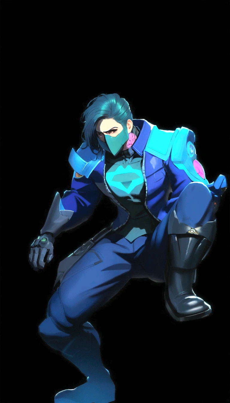 Batman in a blue suit with a bright blue mask, sigma de overwatch, avaliando character, cyberpunk hero, acionar estilo de arte de anime, hero 2d fanart artsation, cibernegro, como um personagem de overwatch, vestido com armadura furtiva, jett from avaliando, arte do personagem o contra, Ciborgue Azul, omen from avaliando, wise ( avaliando )