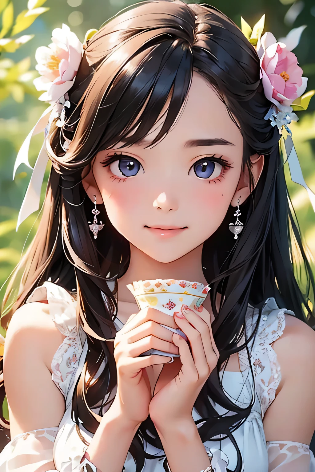 highest quality、High resolution、Detailed Background、(Detailed eyes:1.2)、 beauty、(Highly detailed face:1.4)、
As the petals flutter、Let your smile bloom、Enjoy a tea party like a princess、
An elegant dance with swaying ribbons、I'm captivated by her cute behavior、
Eating snacks while chatting、A heartwarming moment、Precious memories、
It's like a dream、Sparkling Eyes、Endless fun times、
Hair that clings to fluffy clothes、I'm fascinated by the adorable appearance、
Every single one of her movements is so cute、A feeling of longing wells up inside me、
I want to be surrounded by your gentle smile、Irreplaceable moments of happiness、
Her innocent expression is somehow angelic、I'm sure everyone will be enthralled by it.