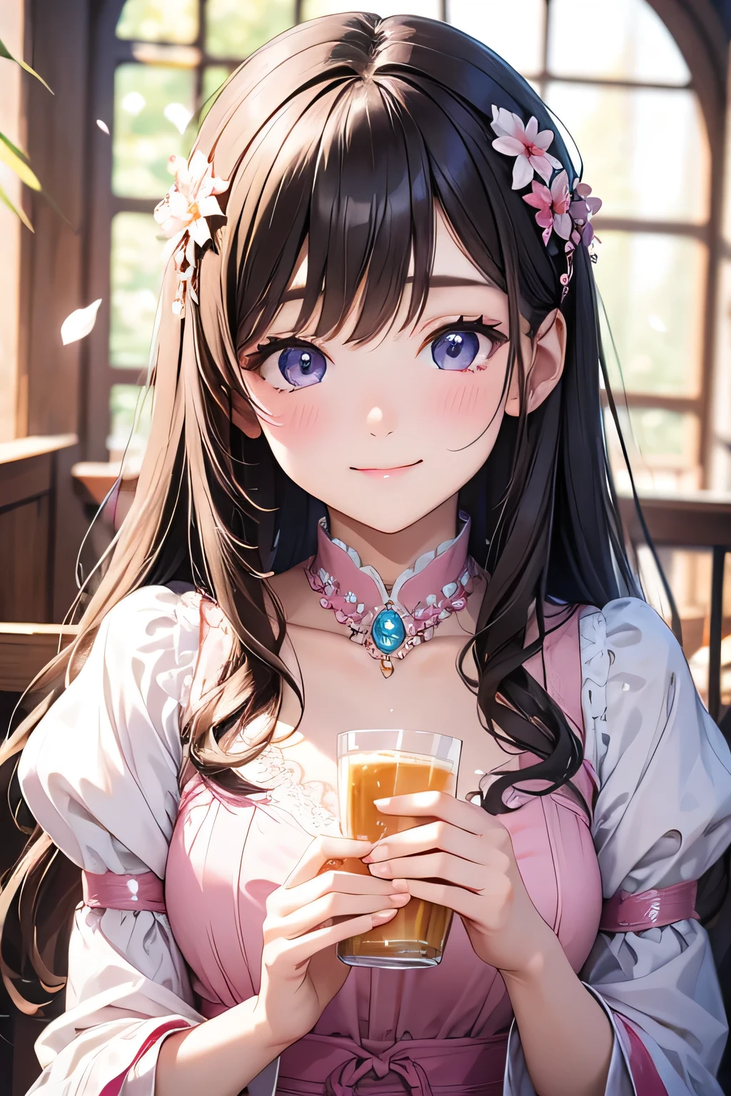 highest quality、High resolution、Detailed Background、(Detailed eyes:1.2)、Teenage beauty、(Highly detailed face:1.4)、
As the petals flutter、Let your smile bloom、Enjoy a tea party like a princess、
An elegant dance with swaying ribbons、I&#39;m captivated by her cute behavior、
Eating snacks while chatting、A heartwarming moment、Precious memories、
It&#39;s like a dream、Sparkling Eyes、Endless fun times、
Hair that clings to fluffy clothes、I&#39;m fascinated by the adorable appearance、
Every single one of her movements is so cute、A feeling of longing wells up inside me、
I want to be surrounded by your gentle smile、Irreplaceable moments of happiness、
Her innocent expression is somehow angelic、I&#39;m sure everyone will be enthralled by it.