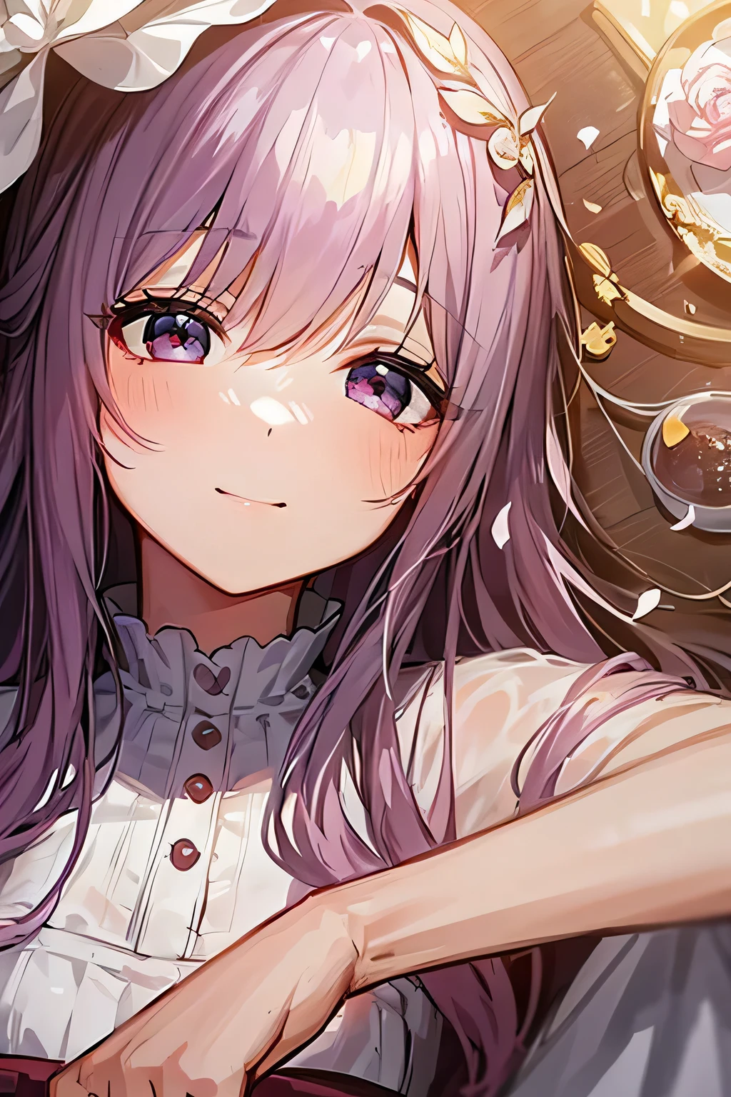 highest quality、High resolution、Detailed Background、(Detailed eyes:1.2)、 beauty、(Highly detailed face:1.4)、
As the petals flutter、Let your smile bloom、Enjoy a tea party like a princess、
An elegant dance with swaying ribbons、I&#39;m captivated by her cute behavior、
Eating snacks while chatting、A heartwarming moment、Precious memories、
It&#39;s like a dream、Sparkling Eyes、Endless fun times、
Hair that clings to fluffy clothes、I&#39;m fascinated by the adorable appearance、
Every single one of her movements is so cute、A feeling of longing wells up inside me、
I want to be surrounded by your gentle smile、Irreplaceable moments of happiness、
Her innocent expression is somehow angelic、I&#39;m sure everyone will be enthralled by it.