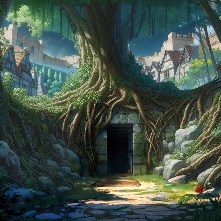 more tree roots and vegetation