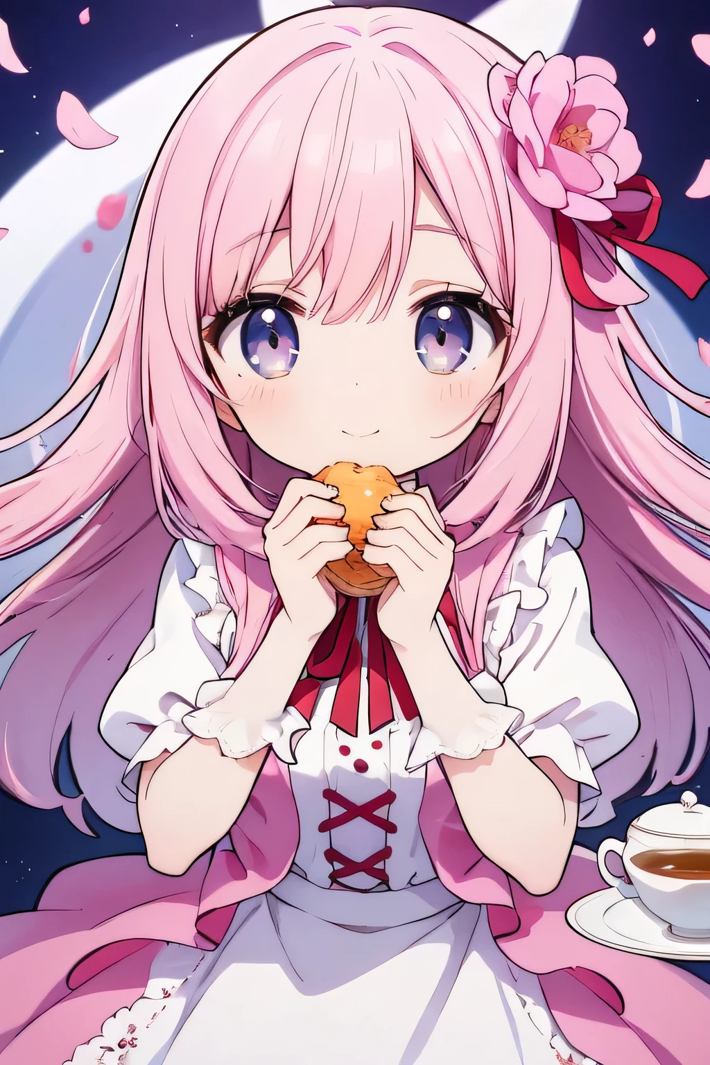 highest quality、High resolution、Detailed Background、(Detailed eyes:1.2)、Teenage beauty、(Highly detailed face:1.4)、
As the petals flutter、Let your smile bloom、Enjoy a tea party like a princess、
An elegant dance with swaying ribbons、I&#39;m captivated by her cute behavior、
Eating snacks while chatting、A heartwarming moment、Precious memories、
It&#39;s like a dream、Sparkling Eyes、Endless fun times、
Hair that clings to fluffy clothes、I&#39;m fascinated by the adorable appearance、
Every single one of her movements is so cute、A feeling of longing wells up inside me、
I want to be surrounded by your gentle smile、Irreplaceable moments of happiness、
Her innocent expression is somehow angelic、I&#39;m sure everyone will be enthralled by it.