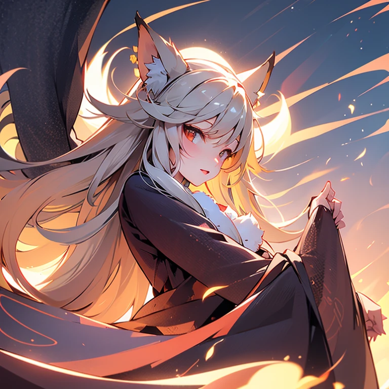 One Girl, Fox Girl, Fox's Tail, Nine-Tailed Fox,Fox Ears, Black colored hair, Fox Makeup,girl、 Kimono with open chest, Body size is 100-70-90!、Nice body, Avatar, face, Open chest, lewd face, Dominant representation, naughty face,Big Breasts,Emphasize cleavage,Show bare skin、Skin is visible、With legs apart、Show off your thighs、With legs apart、A beautifully patterned kimono、I can see her cleavage、Muscular、Uplifting、Abdominal muscles、Exposed skin、Long Hair、Skin Texture、Soft breasts 、outside、Grassy field