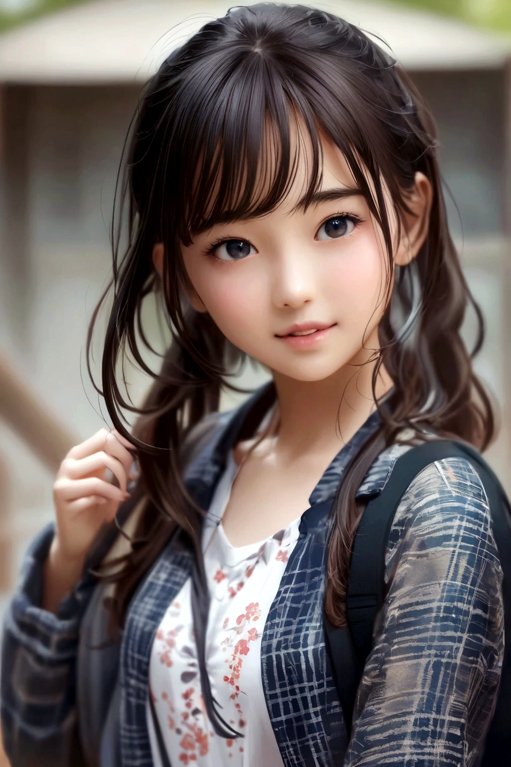 Close-up of a young woman with a backpack and, Portrait of a Japan teenager, Girl cute beautiful face, Beautiful Japanese girl face, Beautiful girl, Young Japanese girl, Cute young girl, 若くてpretty girl, Real life anime girls, young asian girl, Cute natural anime face, pretty girl, Young Anime Girl