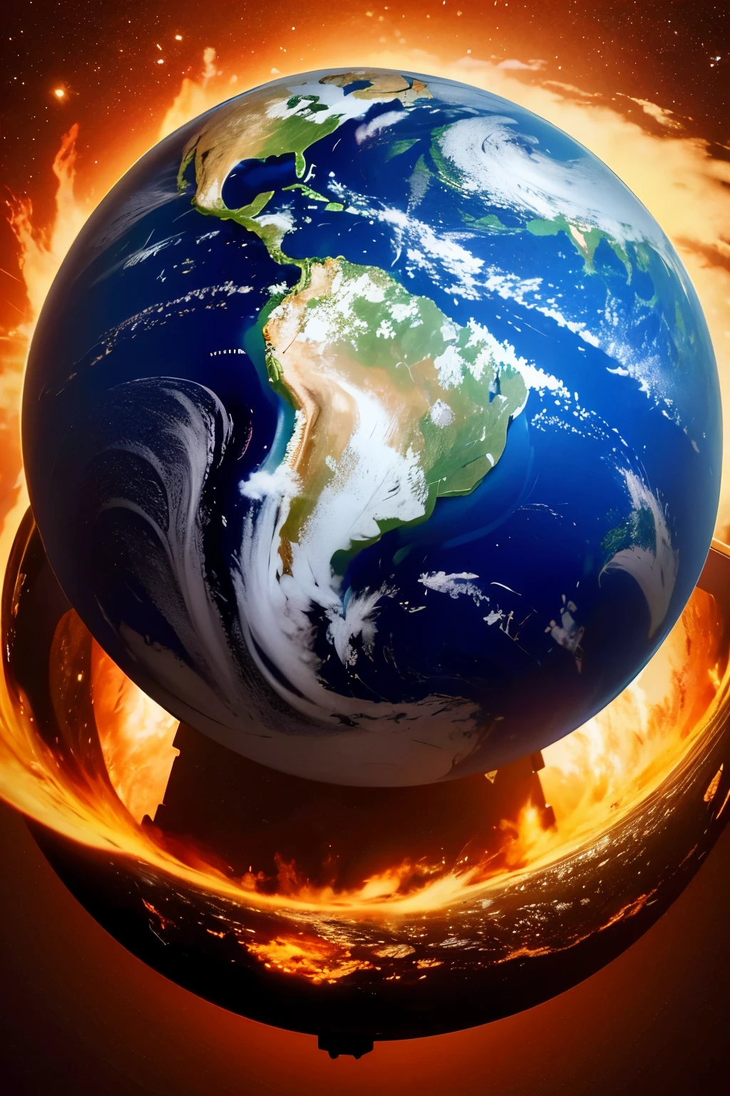 hot planet earth, climate change awareness image