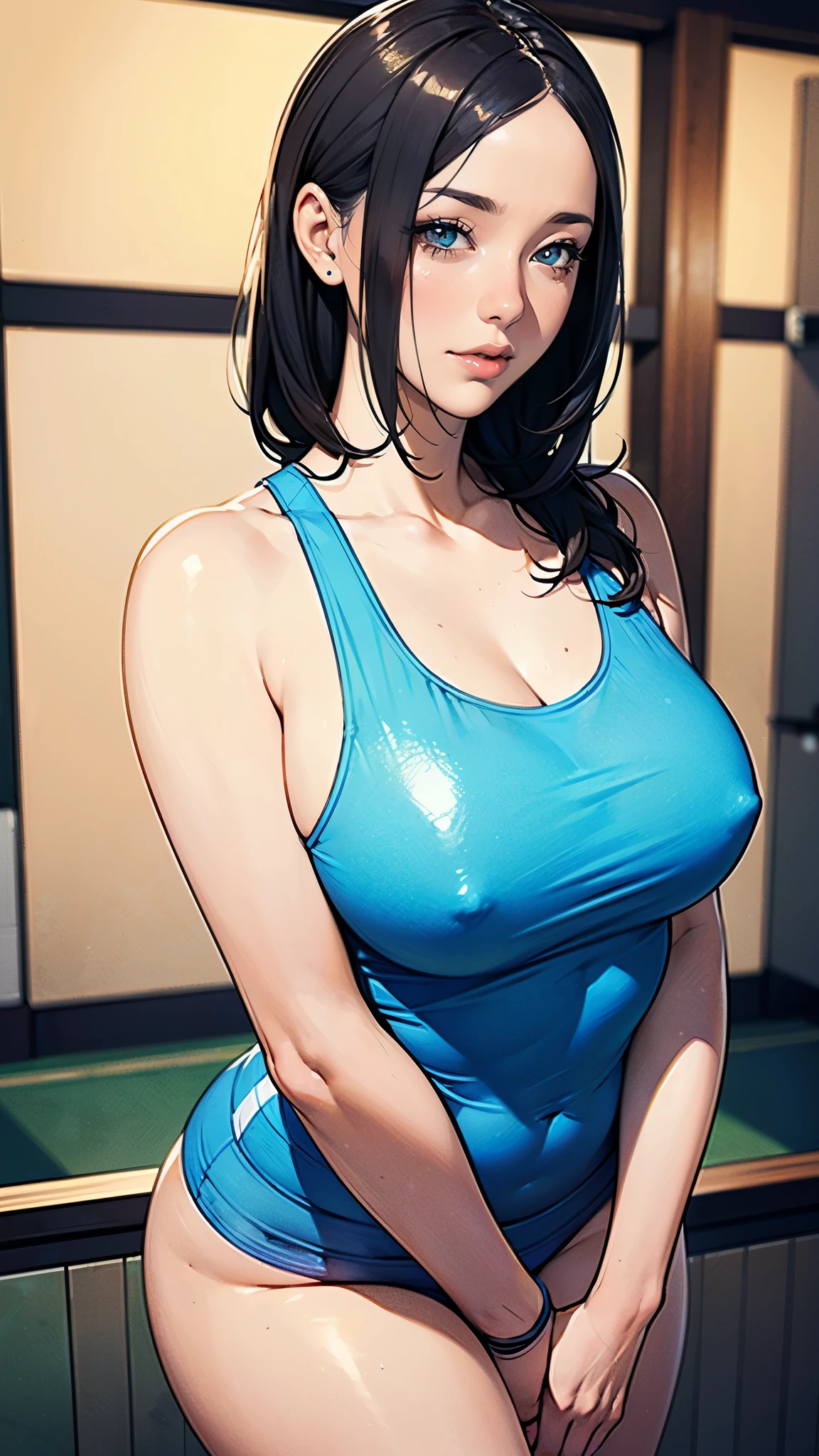 masterpiece,highest quality,Very detailed,High resolution,8k,wallpaper,Perfect lighting,BREAK(One Woman),((Mature woman working at a sports bar:1.5)),(48 years old),(hooters),(((A very form fitting white tank top:1.5))),((The tank top has the logo of a sports bar on it.:1.5)),(((Tiny shorts:1,5))),(((Very detailedなコスチュームの描画:1.5))),BREAK(Beautiful Eyes:1.5),(Detailed face drawing:1.5),(Detailed face drawing:1.5),((Very detailedな女性の手:1.5)),(Shiny skin:1.2),(Big Breasts:1.2),(Thick thighs:1.5),(Sensual body:1.5),(Sports bar background:1.5),(((Blur the background:1.5))),BREAK(((I'm embarrassed:1.5))),(Carrying food:1.5)
