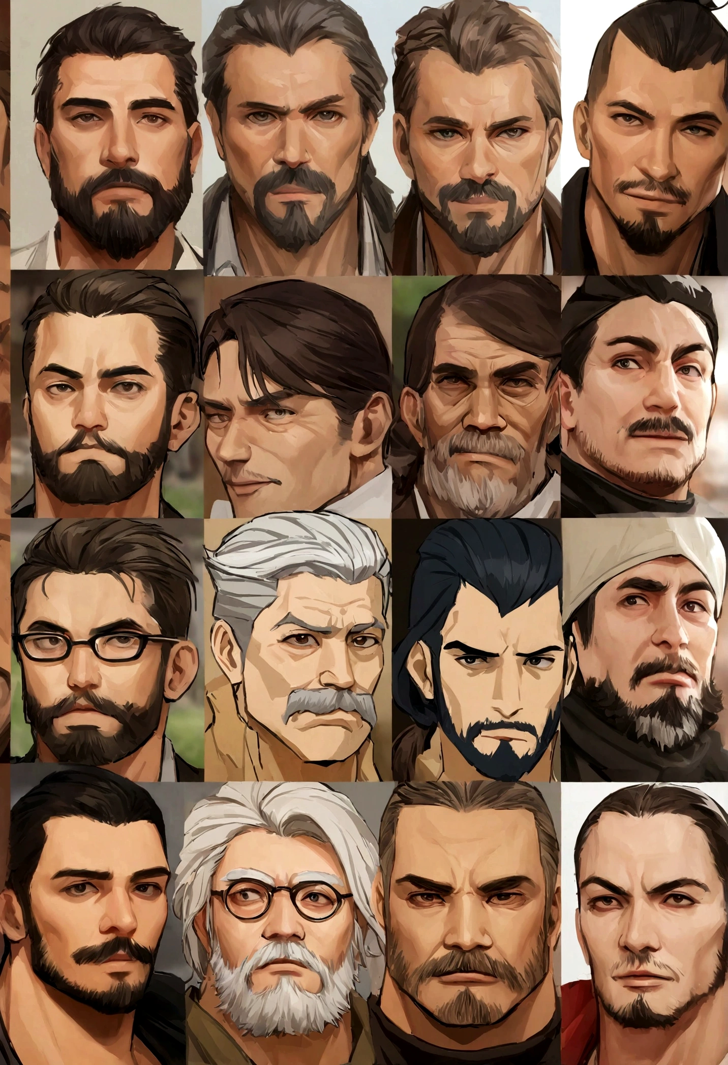 (Obra de arte, melhor qualidade:1.2),1 menino, foco masculino, Sozinho, facial hair, barba, retrato, olhos azuis, cabelo verde, olhando para o espectador, bigode, cabelo curto, arte digital,